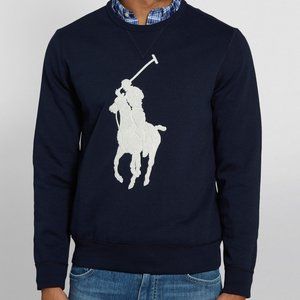 Navy Blue Polo Crewneck w/ White Pony